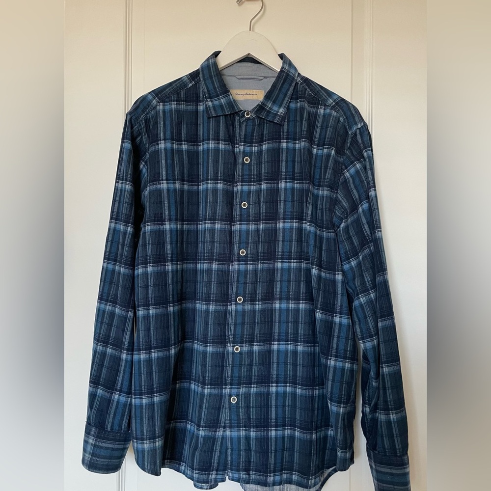 Tommy Bahama Lightweight mini corduroy shirt in Blue Hawaiian plaid
